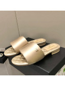 Chanel Satin Flat Slide Sandals G38858 Gold 2022