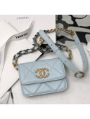 Chanel 19 Lambskin Mini Wallet on Chain WOC Blue 2022 41