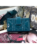 Dior Lady 5-Gusset Card Holder Wallet in Peacock Blue Patent Cannage Calfskin 2021