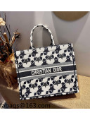 Dior Large Book Tote Bag in White and Black Star Embroidery 2021 120202