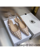 Dior J'Adior Slingback Ballerina Flat in Cotton Embroidery with Micro Houndstooth Light Pink 2021  