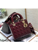 Dior Lady Dior Medium Bag in Burgundy Patent Cannage Calfskin 2022 70