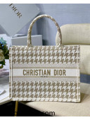 Dior Medium Book Tote Bag in Houndstooth Embroidery White/Gold M1286 2022 10