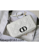 Dior Large Caro Chain Bag in Quilted Macrocannage Calfskin White/Black 2021 