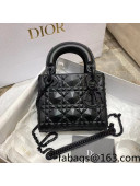 Dior Lady Dior Mini Bag in Matte Diamond-Cannage Calf Leather Black 2022