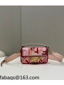 Fendi Mini Baguette Bag in FF Embroidered Canvas Pink/Red 2022 0159