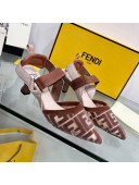 Fendi Colibrì Medium Heel Slingback Pumps 5.5cm in Velvet FF Mesh Brown 2022