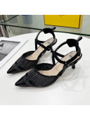 Fendi Colibrì Pleated High Heel Slingback Pumps 5.5cm Black 2022