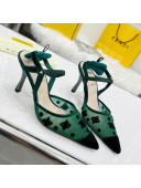 Fendi Colibrì Lite High Heel Slingback Pumps 8.5cm in FF Karligraphy Mesh Green 2022