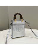 Fendi Sunshine Mini Shopper Tote Bag in Laminated Leather Silver 2021 8376