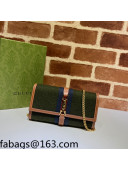 Gucci Jackie 1961 Wool Fabric Chain Wallet 652681 Dark Green 2022