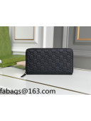 Gucci GG Leather Zip Wallet 447906 Black 2022 