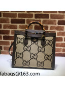 Gucci Diana Jumbo Canvas Medium Tote Bag 655658 Camel Brown 2