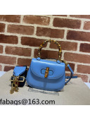 Gucci Leather Mini Top Handle Bag with Bamboo 686864 Blue 2022