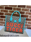 Gucci Tiger Print GG Canvas Small Tote bag ‎659983 Beige/Red/Blue 2022