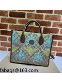 Gucci Tiger Flower Print GG Canvas Small Tote bag ‎659983 Beige 2022