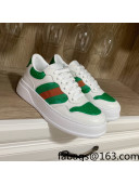 Gucci Snakeskin Embossed Leather Sneaker with Web Green 2022