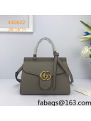 Gucci GG Marmont Medium Top Handle Bag in Grainy Calfskin 442622 Grey 2022