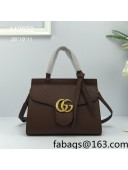 Gucci GG Marmont Medium Top Handle Bag in Grainy Calfskin 442622 Coffee Brown 2022