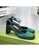 Gucci Silk High Heel Pumps 8.5cm Green 2022 030704