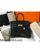 Hermes Birkin 30cm Bag in Crocodile Embossed Calf Leather Black/Gold 2021 