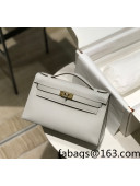 Hermes Kelly Pochette Bag 22cm Pearly Grey/Gold 2022 15