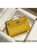 Hermes Kelly Pochette Bag 22cm Amber Yellow/Gold 2022 04