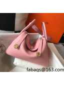 Hermes Lindy 30cm Bag in Grainy Calfskin Milk Shake Pink/Gold 2022