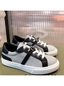 Hermes Day Calfskin and Canvas Sneakers with Kelly Buckle Brown/Grey 2022