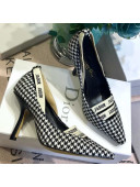 Dior J'adior Houndstooth Fabric Logo Band Heel Pump 6.5cm/9.5cm Black/White 2019