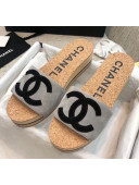 Chanel Suede CC Logo Platform Mules G35799 Grey 2020