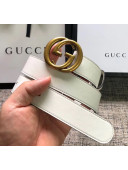 Gucci Calfskin Belt 30mm with GG Buckle White 2020