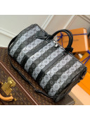 Louis Vuitton Keepall Bandoulière 50 Bag in Monogram Striped Canvas M40567 Grey/Black 2021