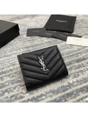 Saint Laurent Fold Wallet in Grained Leather 517045 Black/Silver 2022 