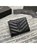 Saint Laurent Fold Wallet in Grained Leather 517045 All Black 2022 