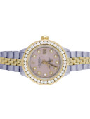 Ladies Rolex Datejust Two Tone 18K/Steel 26MM Pink MOP Dial Diamond Watch 2.75Ct