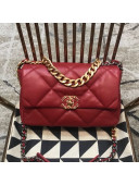 Chanel 19 Large Quilted Goatskin Flap Bag AS1161 Dark Red 2019