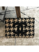 Chanel Large Houndstooth Tweed CC Clutch AP0803 Beige/Black 2019