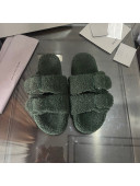 Balenciaga Shearling Slide Sandals Green 2021 111241