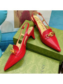 Gucci Lambskin Slingback Pump with Bamboo Horsebit Red 2021