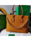 Bottega Veneta Grained Leather Large Chain Tote Bag Cob Yellow 2022 668782