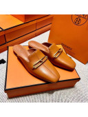 Hermes Esmee Mule with Iconic Roulis Buckle Brown 2022(Handmade)