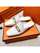 Hermes Esmee Mule with Iconic Roulis Buckle White 2022（Handmade）