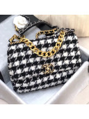 CChanel 19 Large Houndstooth Tweed Flap Bag AS1161 Black/White 2019