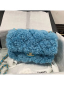 Chanel Shearling Lambskin Small Flap Bag AS1199 Blue 2019