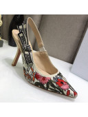 Dior J'Adior Slingback Pumps 9.5cm in Multicolor Mille Fleurs Embroidered Cotton 2021