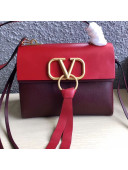 Valentino Medium VRing Calfskin Shoulder Bag 0004M Red/Burgundy 2019