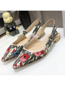 Dior J'Adior Slingback Ballerina Flat in Multicolor Mille Fleurs Embroidered Cotton 2021