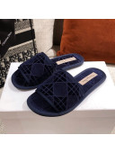 Dior Homey Slipper Sandals in Navy Blue Cannage Embroidery 2021