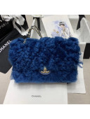 Chanel Shearling Lambskin Medium Flap Bag AS1063 Dark Blue 2019